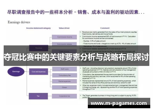 夺冠比赛中的关键要素分析与战略布局探讨